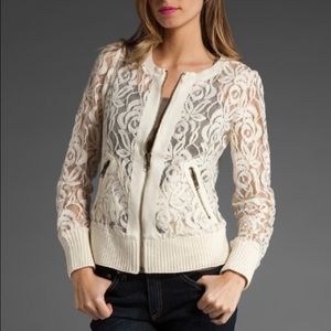 Free People Lace/Knit Bomber Jacket